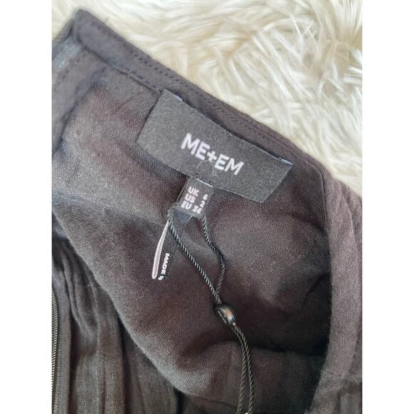 ME+EM CHEESECLOTH cut out belt  DETAIL MAXI DRESS size 2 black NWT - Picture 6 of 9